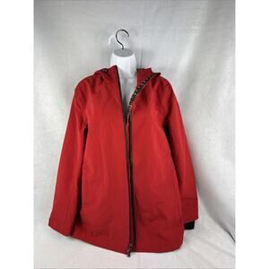Pendleton Jacket Womens Medium Red Rain Coat Aztec Lining Hooded Lightweight